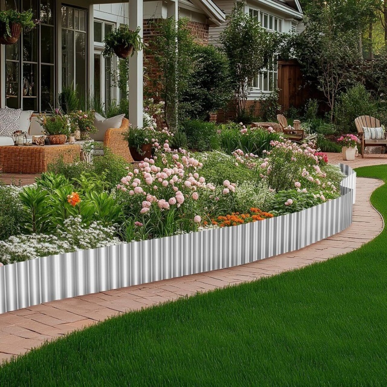 6 Inch x 50 Feet Galvanized Steel Garden Border Edging - Heavy-Duty Metal Fencing for Lawn, Flower Bed & Landscape